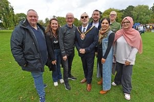 MP Pat McFadden with Craig Collingswood and some walk supporters.