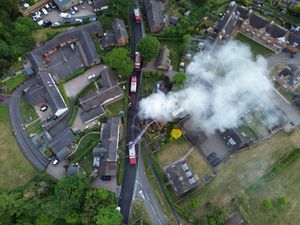 Supporting image for story: Pictured: Fire crews battling blaze that tore through Stafford home as police appeal for information