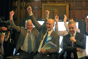 Tory leader Councillor Philip Atkins celebrates with colleagues