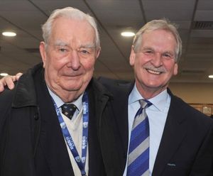 Doctor Roger Rimmer pictured with legendary Albion defender Ally Robertson. Pic: Laurie Rampling