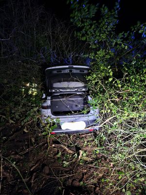 One vehicle left the road in Oswestry. Picture: Ellesmere Fire Station.