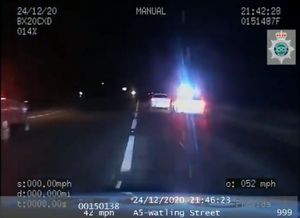 Footage from the chase. Photo taken from footage from Staffordshire Police