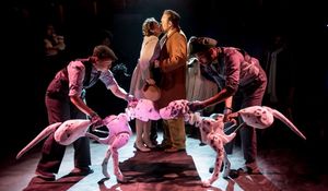 Morgan Philpott as Mr Dearly, Nadi Kemp-Sayfi as Mrs Dearly, Oliver Wellington as Pongo and Emma Thornett as Missis