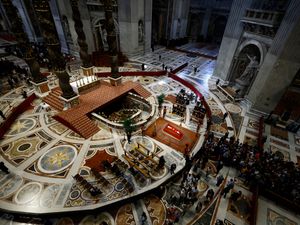 People queue to pay their respects to the late Pope Francis