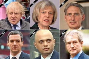 Current odds: Boris Johnson, 5-2; Theresa May, 4-1; Phillip Hammond, 10-1; George Osborne, 12-1; Javid Singh, 14-1; Owen Paterson, 25-1