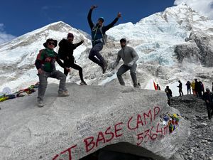 At the base camp of Everest