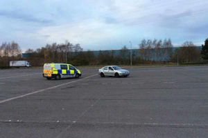 Police at the scene at the business district in Waterfront Way