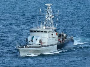 Supporting image for story: Malaysian naval attack ship sinks after hitting unknown object