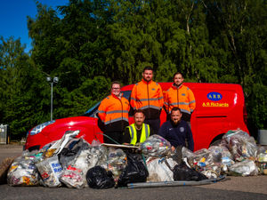 Supporting image for story: Shropshire footballers trek for hours and collect heaps of rubbish