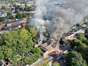Supporting image for story: Watch: Smoke fills the sky as 22 firefighters tackle blaze at former Willenhall factory