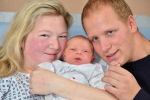Kirsty Withnall and Damion Gettings with their new baby