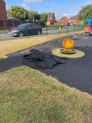 The damage at Croft Way Park. Photo: Market Drayton Town Council 
