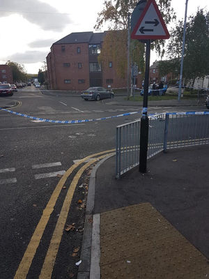 The road cordoned off this afternoon. Picture: Dave Lewis