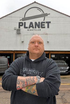 Club owner Michael Ansell outside The Planet Nightclub, Wolverhampton 