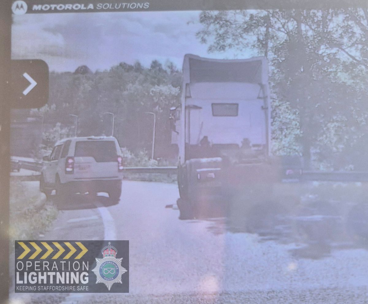 Motorist reported after being caught reversing along motorway slip road in Staffordshire