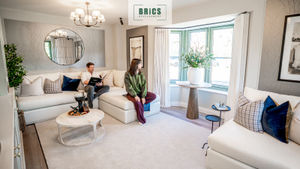 The living room is incredibly spacious