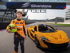 Supporting image for story: Lando Norris puts Lego brick McLaren P1 to the test