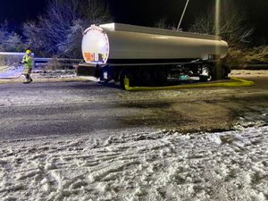 The lorry crashed south of the Heath Roundabout on the A41. Picture: Shropshire Fire and Rescue Service @Lee_BakerFRS