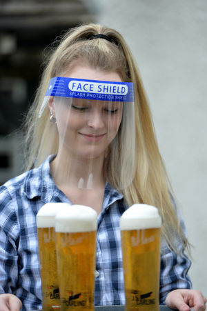 The Fox at Shipley, Bridgnorth Rd, Wolverhampton is reopening. Pictured, staff get the drinks