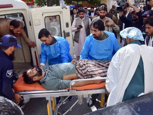 Supporting image for story: Bomb targeting police assigned for polio drive kills nine people