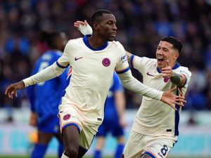 Chelsea’s Nicolas Jackson celebrates his opener at Leicester