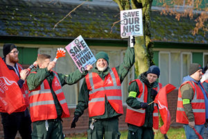 Picket lines at the Dudley Ambulance hub on Burton road