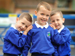 Supporting image for story: Three times the excitement as Telford triplets start school