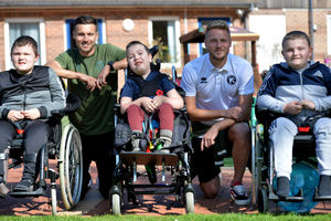 Mat Sadler and Cameron Norman with Alfie ,Ritchie and Bobby-Jack