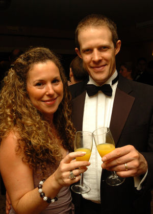 Leighann and David Sharp from Bicton Heath, Shrewsbury, at a gala dinner and dance at the Albright Hussey, Shrewsbury on NYE 2012