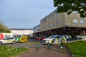 Emergency services were stationed outside West Cross Shopping Centre. Image: @SnapperSK