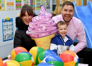 Fundraisers Aimee and Jason Guy with their son Jonas, aged three