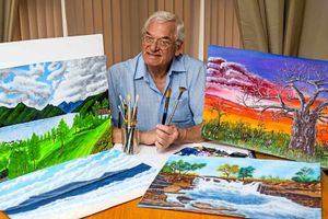 Brushing up - despite suffering from Parkinson's, Walter has found a talent for painting
