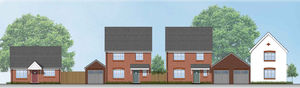 A planning drawing of a street scene at Bellway’s Ladywell Coppice development in Wombourne.