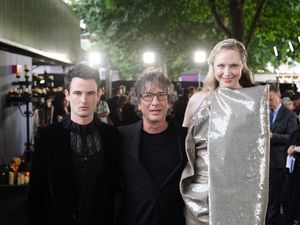 Neil Gaiman with Tom Sturridge and Gwendoline Christie