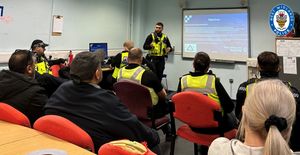 Those attending the operation joined the briefing. Photo: West Midlands Police