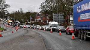 Traffic chaos on the approach to Burnt Tree junction