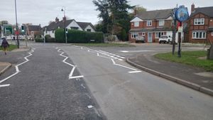 Completed reconstruction works on the A515 Lichfield Road, Kings Bromley