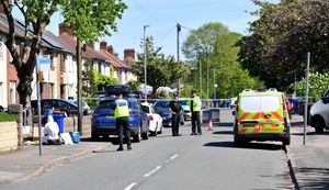 Police in Hampton Street, Cannock, at the scene of the stabbing. Photo: Tim Thursfield