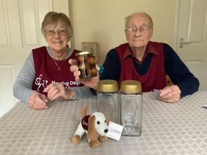 John and Hilary Ranford with John's homemade pickles.