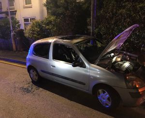 The Renault Clio in Mill Bank, Wellington. Photo: @SFRS_cjackson