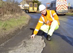 Councillor Dean Carroll on a visit to watch the Multihog in action