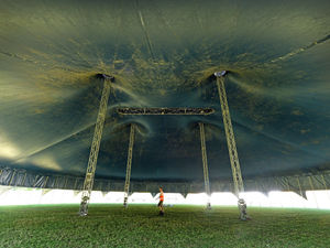 Supporting image for story: Don’t worry, the aliens haven’t landed! Telford50 Big Top tent ready for anniversary events