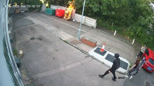 The flames were only meters away from the main fuel tanker for the petrol forecourt