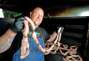 Rubbed up the right way – Andy prepares the meat with his own rub