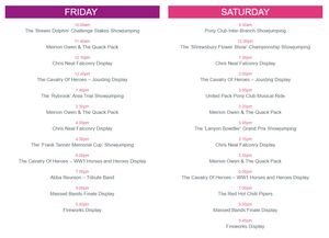 The full program of events in the Flower Show Arena