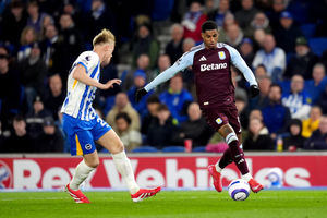 Marcus Rashford on the ball during Aston Villa's trip to Brighton