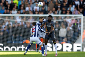 Nat Phillips in defensive action against Derby. He went close to a Baggies breakthrough, but Alex Mowatt inadvertently cleared off the line. (Photo by Adam Fradgley/West Bromwich Albion FC via Getty Images)