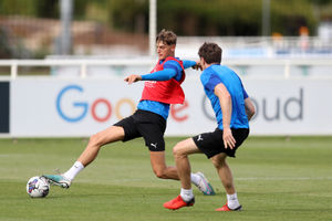 Defender Caleb Taylor stretches for the ball (Photo by Adam Fradgley/West Bromwich Albion FC via Getty Images).