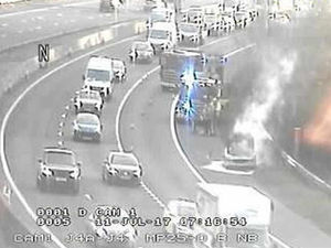 Supporting image for story: M5 traffic: Car fire and crash leads to long delays for motorists
