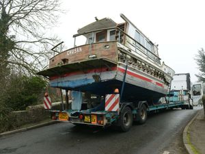 Supporting image for story: 20-tonne boat blocked Stafford road for more than an hour